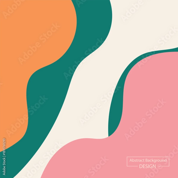 Fototapeta Modern Abstract Fluid Shapes Background, Colorful Wavy Minimalist Abstract Design, Creative Organic Shapes Vector Background