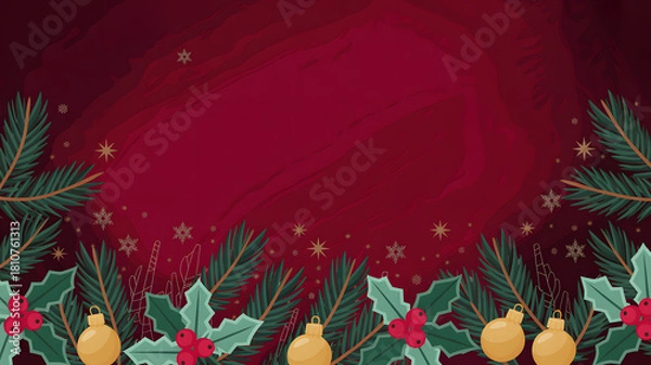 Fototapeta christmas background with christmas tree branches
