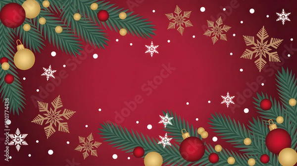 Fototapeta christmas background with christmas tree and balls