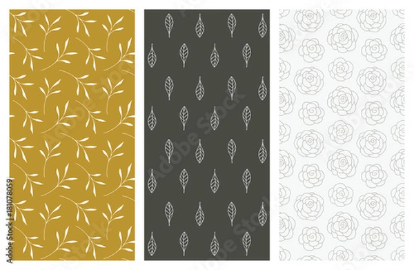 Fototapeta vector seamless patterns with flowers and leaves