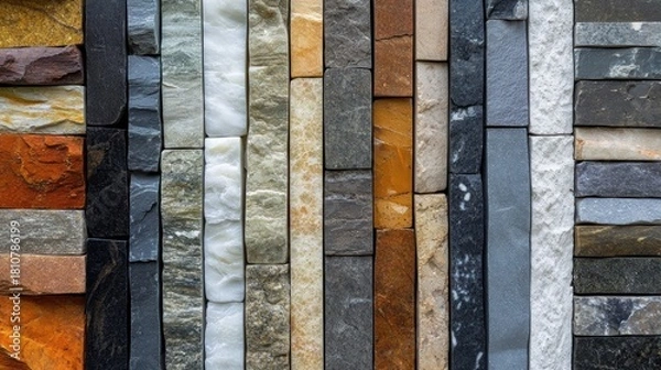 Fototapeta Textured Stone Wall with Diverse Colors and Patterns