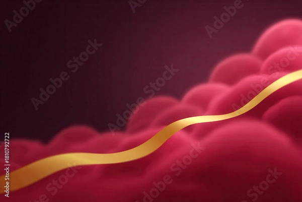 Obraz Abstract pink background with soft cloud shapes and flowing golden ribbon, creating dreamy and elegant atmosphere suitable for celebration or luxury design concepts