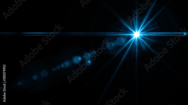 Fototapeta Lens flare light over black background. Easy to add overlay or screen filter over photos