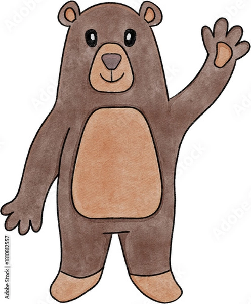 Fototapeta cute bear with greeting pose flat illustration