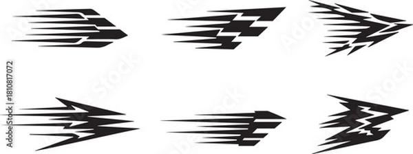 Fototapeta Abstract racing speed line elements, black and white racing checkered, dynamic motion arrows speed trails and abstract speed graphics 