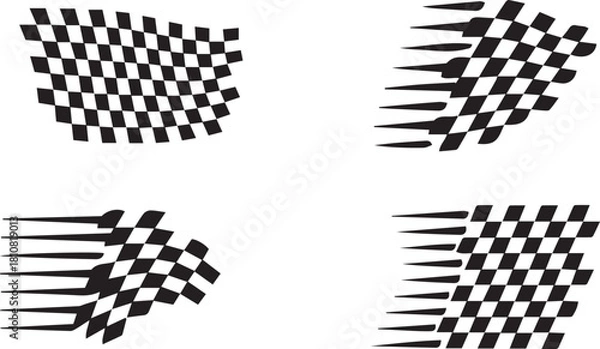 Fototapeta Abstract racing speed line elements, black and white racing checkered, dynamic motion arrows speed trails and abstract speed graphics 