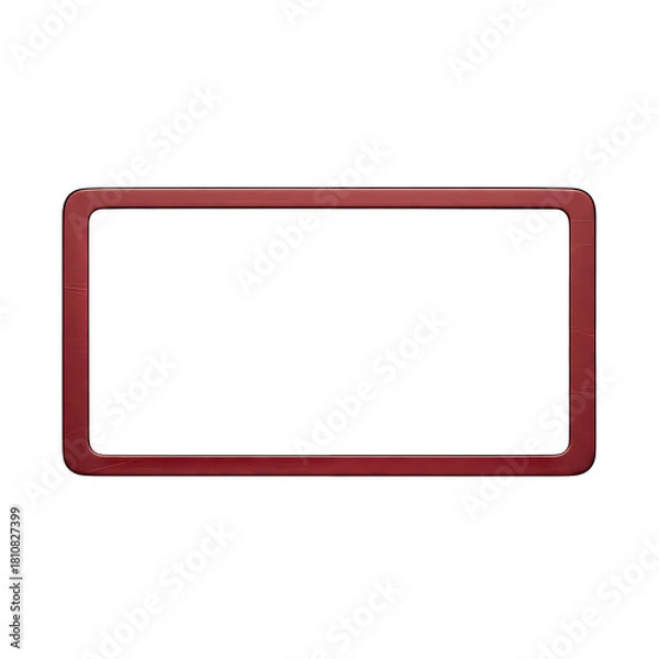 Obraz Red Abstract Rectangular Photo Frame with Rounded Corners Casting Shadows Isolated on Transparent Background