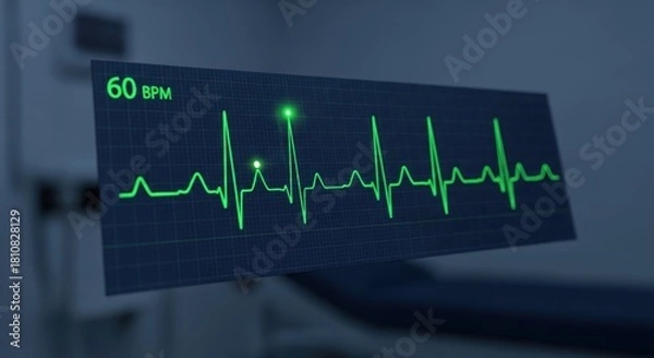 Obraz Visual representation of heart activity displayed on an electronic monitor in a clinical setting