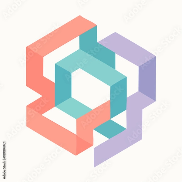 Fototapeta Abstract Geometric Illusion with Intersecting Shapes