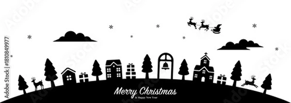 Obraz Horizontal vector illustration with Christmas motifs
