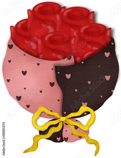 Obraz a bouquet of red roses with hearts on it