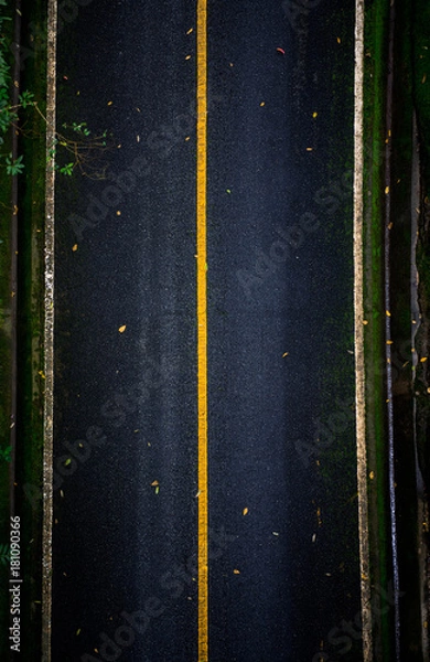 Fototapeta top view of asphalt texture background. Empty road from top view.
