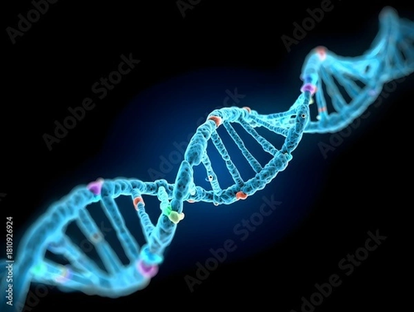 Fototapeta A stylized dna strand on a dark background representing genetics and molecular biology