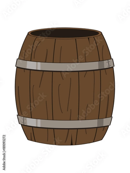 Fototapeta vector illustration of an empty wooden barrel
