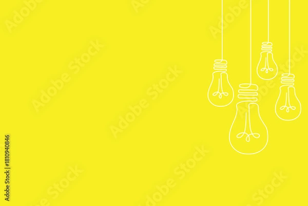 Fototapeta Bright Idea Light Bulb String Line Art Background