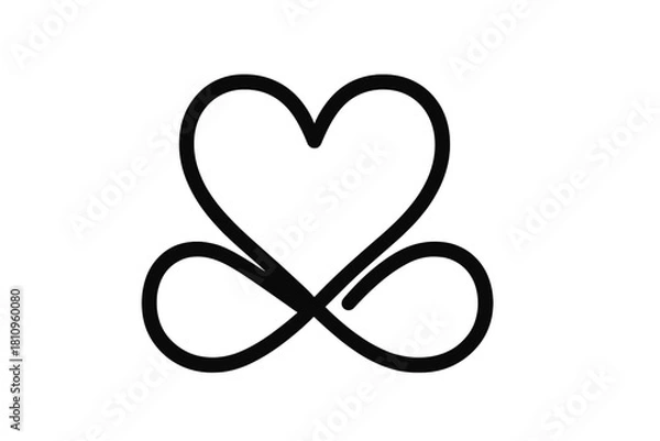 Obraz Black line art heart shape combined with infinity symbol outline