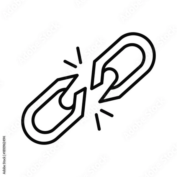 Obraz Broken chain link symbol representing disconnection or failure