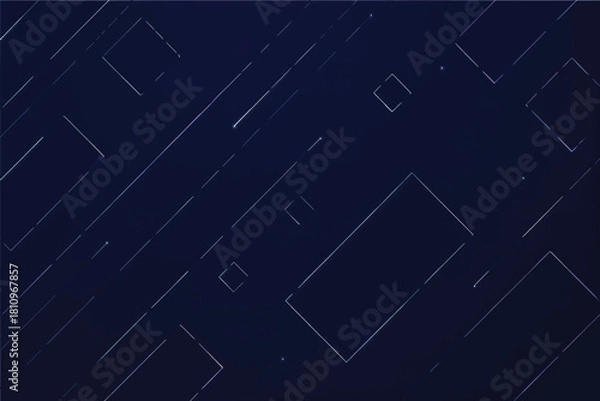 Obraz Abstract Geometric Pattern on Dark Blue Background with Thin White Lines and Shapes