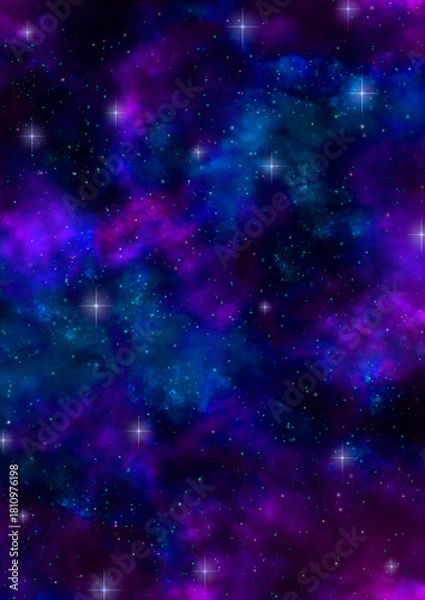 Obraz 青紫のキラキラ反射して輝く星空