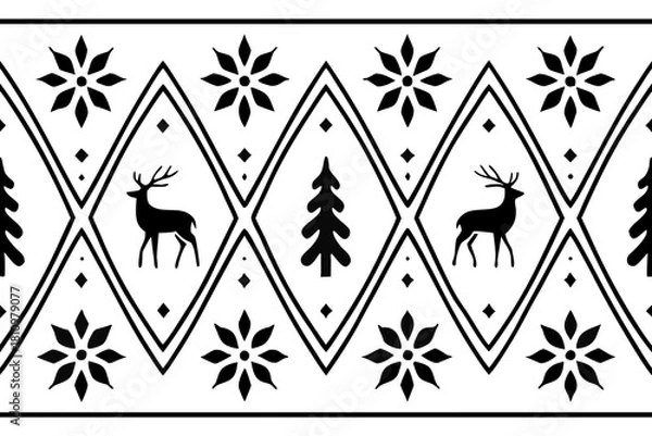 Obraz seamless pattern scandinavian christmas folk art