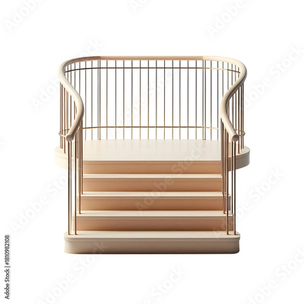 Fototapeta Modern steel handrail front view isolated on transparent background