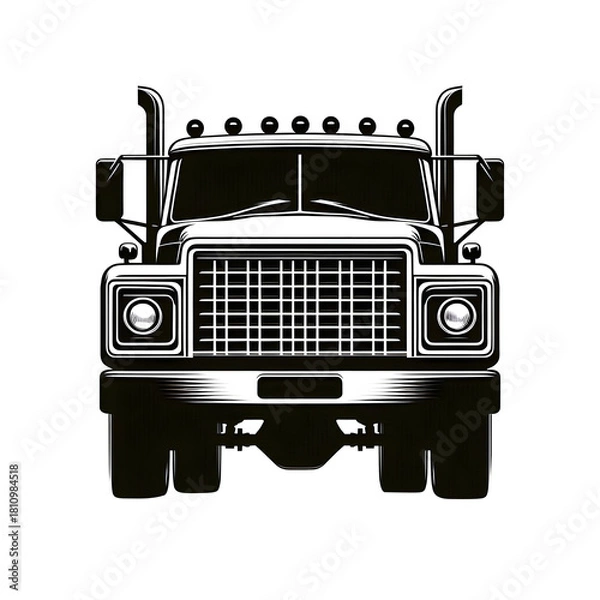 Fototapeta Pickup car front view silhouette isolated on transparent background