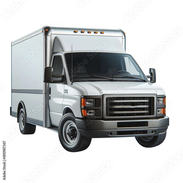 Fototapeta Realistic delivery pickup van front view isolated on transparent background