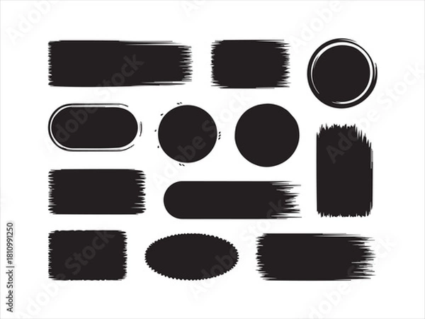 Obraz Black Brush Stroke Shapes Set – Abstract Vector Design