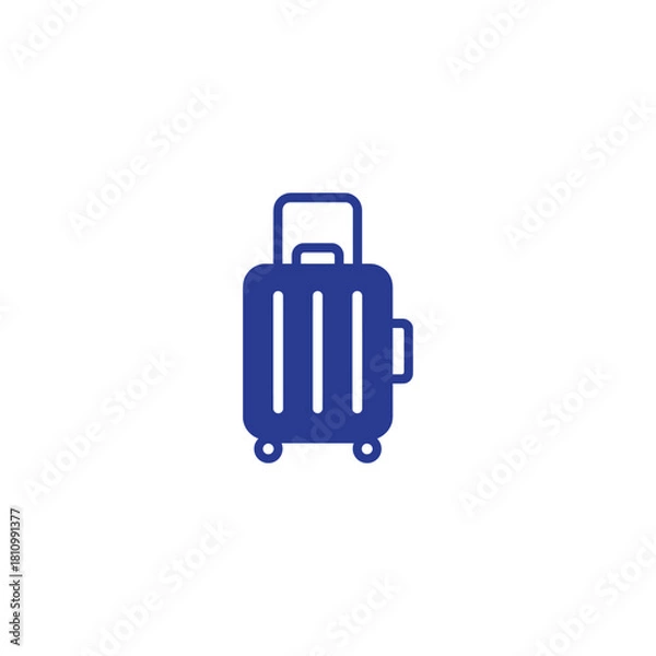 Obraz Stylish blue suitcase ready for your next adventure, perfect for travel agencies, tourism ads, and vacation promotions, simple and clean design