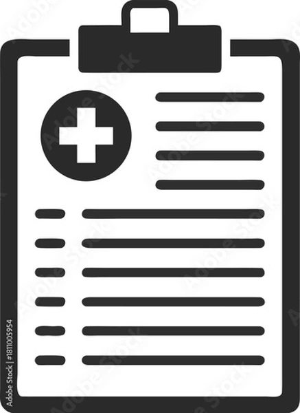 Fototapeta Medical clipboard with health cross symbol and written notes document icon