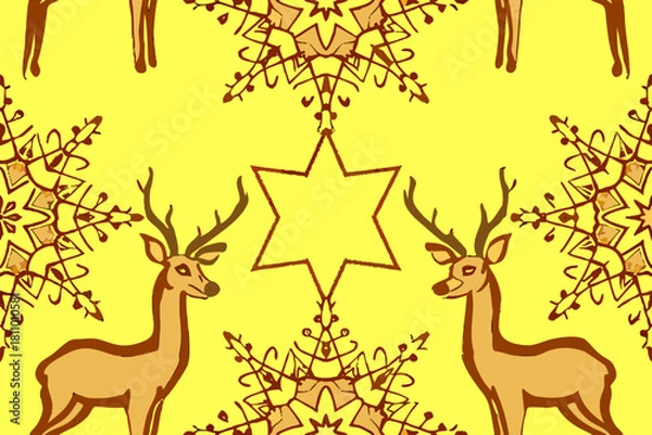 Obraz seamless pattern scandinavian christmas folk art