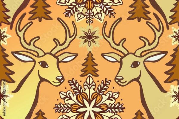 Obraz seamless pattern scandinavian christmas folk art