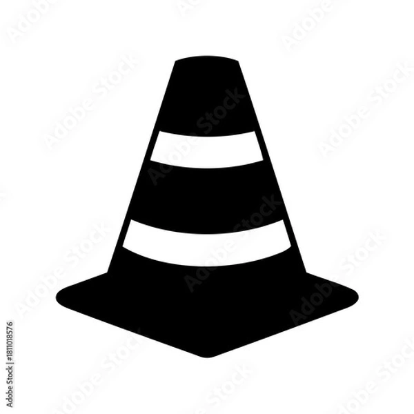 Fototapeta Black and white traffic cone icon symbol for safety Vector