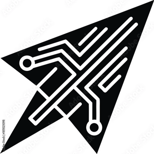 Obraz Electronic circuit paper airplane, sending data and digital information concept