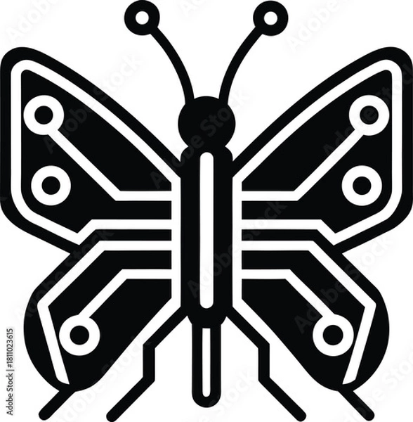 Obraz Digital butterfly with circuit board wings vector for technology themes