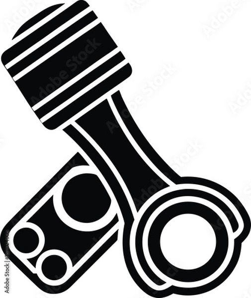 Fototapeta Two engine pistons crossed over on a transparent background industrial graphic