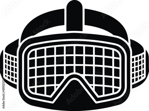 Fototapeta Virtual reality headset black silhouette symbol for game and experience