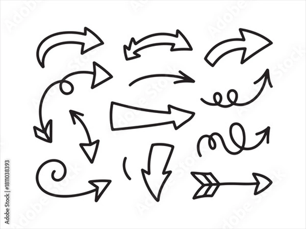 Obraz Hand Drawn Sketch Arrows Set – Doodle Outline Arrow Collection
