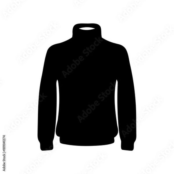 Fototapeta Black turtleneck sweater flat design silhouette vector Vector