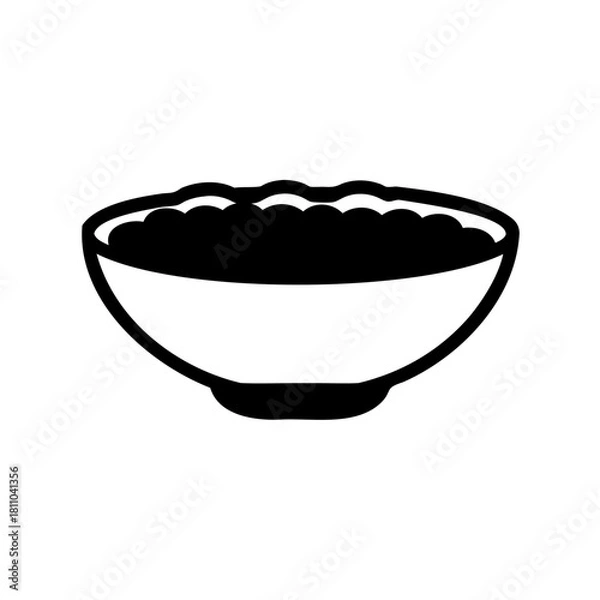 Fototapeta Simple line art icon depicting a bowl filled with a meal Vector