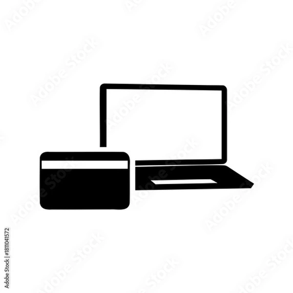 Fototapeta Online shopping and digital payment with laptop icon Vector