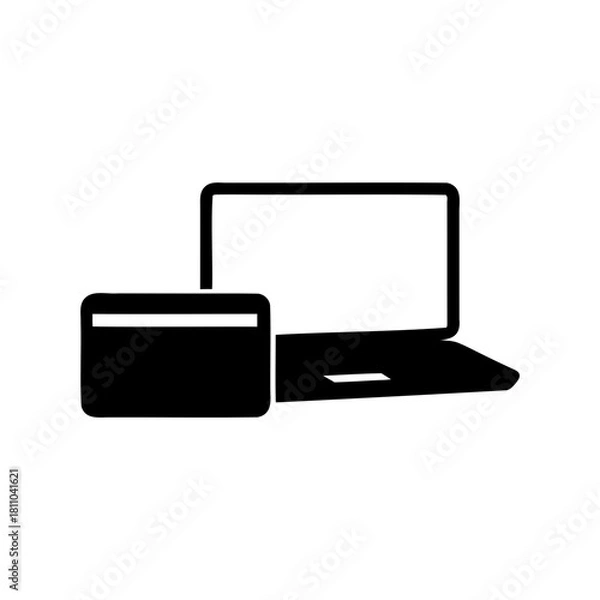 Fototapeta Online payment concept with laptop and credit card icon Vector