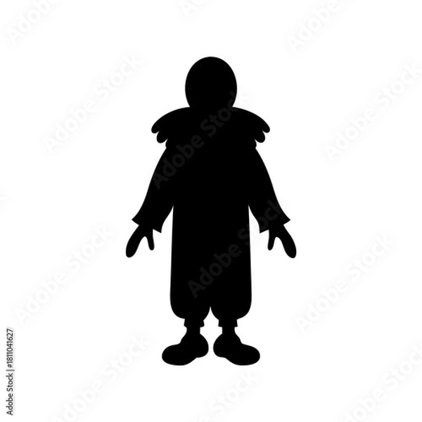 Fototapeta Black silhouette of a cheerful cartoon clown character Vector