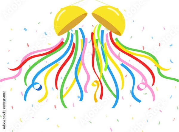 Obraz カラフルな紙テープのくす玉のイラスト