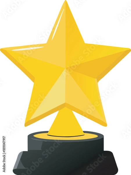 Obraz Bold 3D Star Trophy Vector Illustration on Prominent Black Base, Highlighting Educational Excellence or Career Milestone Recognition