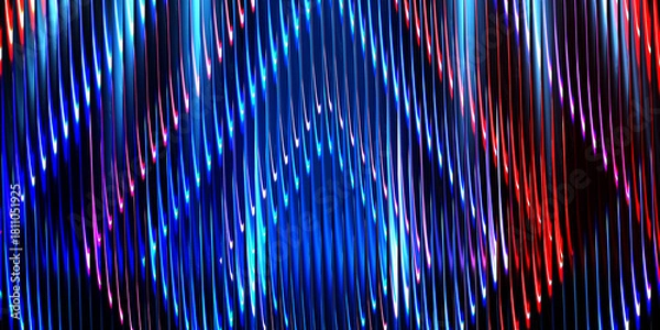 Fototapeta Abstract vertical streaks of blue and red light effect, glass gradient