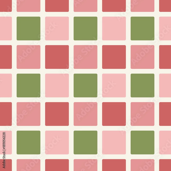 Obraz Christmas red green block tiles seamless pattern background