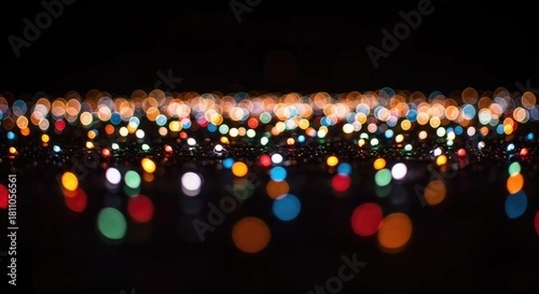 Obraz Colorful Bokeh Lights on Black Background