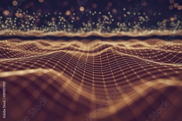 Fototapeta A vibrant mesh of interconnected golden lines