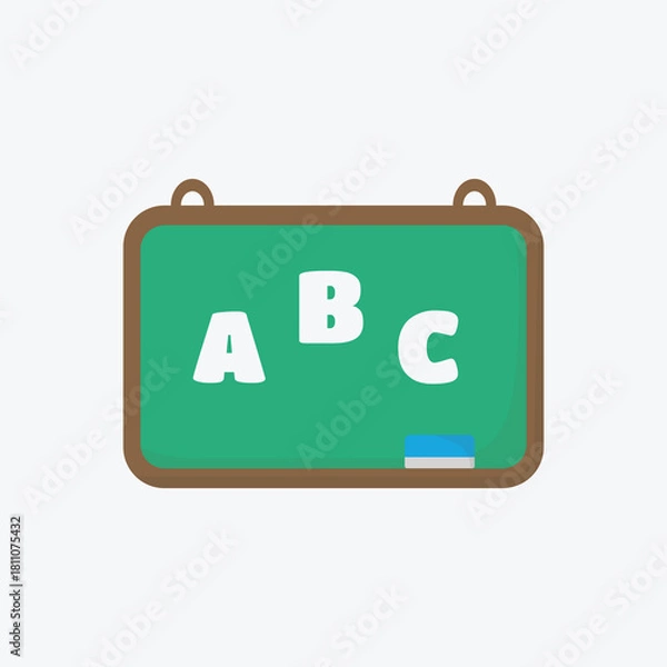 Fototapeta Cartoon illustration of a chalkboard with a blue eraser for a back to school themed image icon